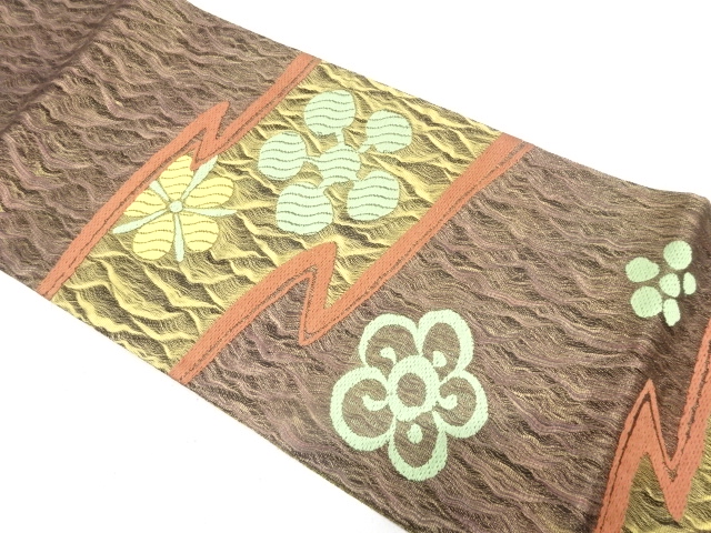 JAPANESE FUKURO OBI / WOVEN UME BLOSSOM
